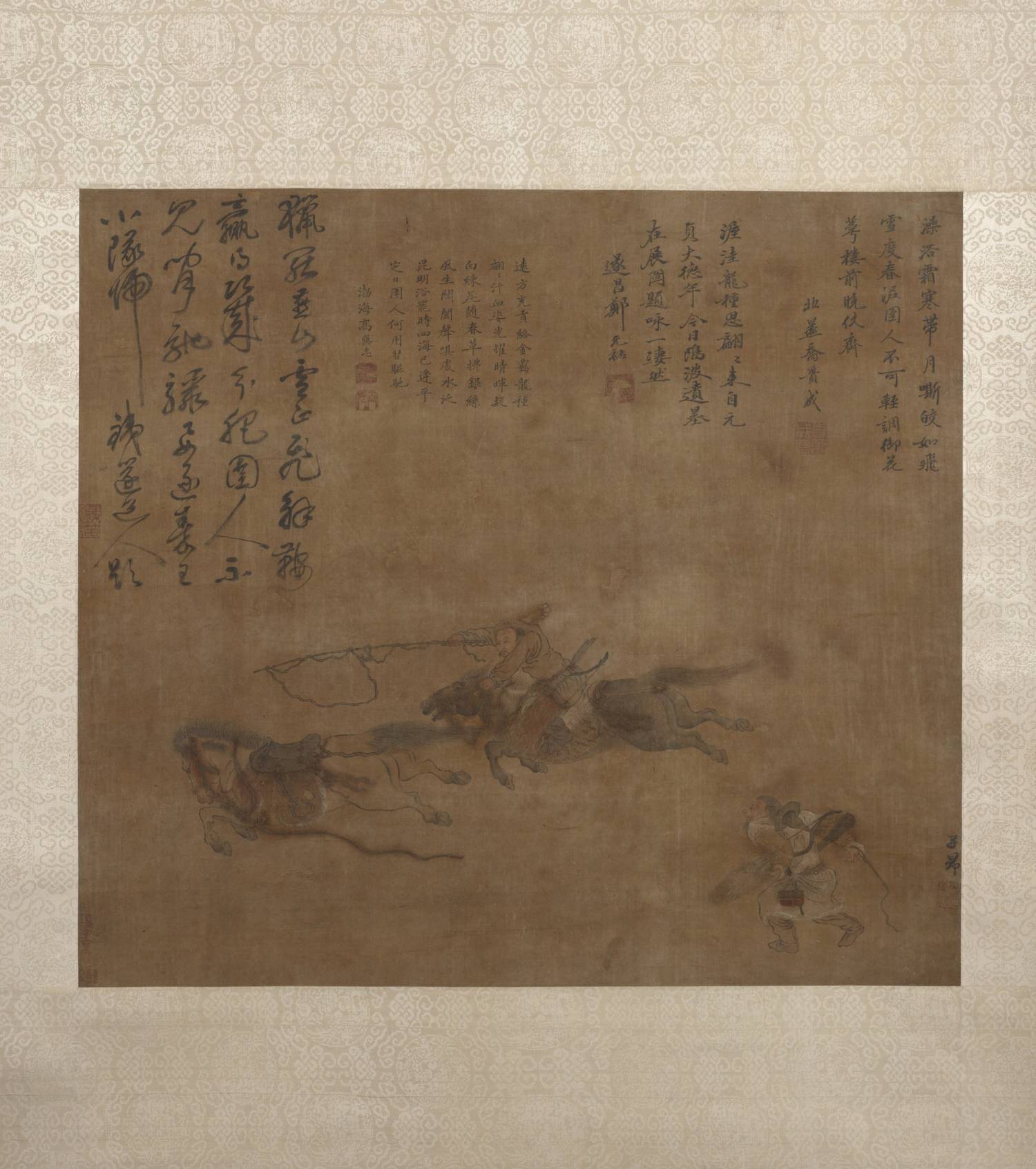 赵孟頫（元）《套马图页》绢本 58.5 x 64.5 cm 普林斯顿大学博物馆藏